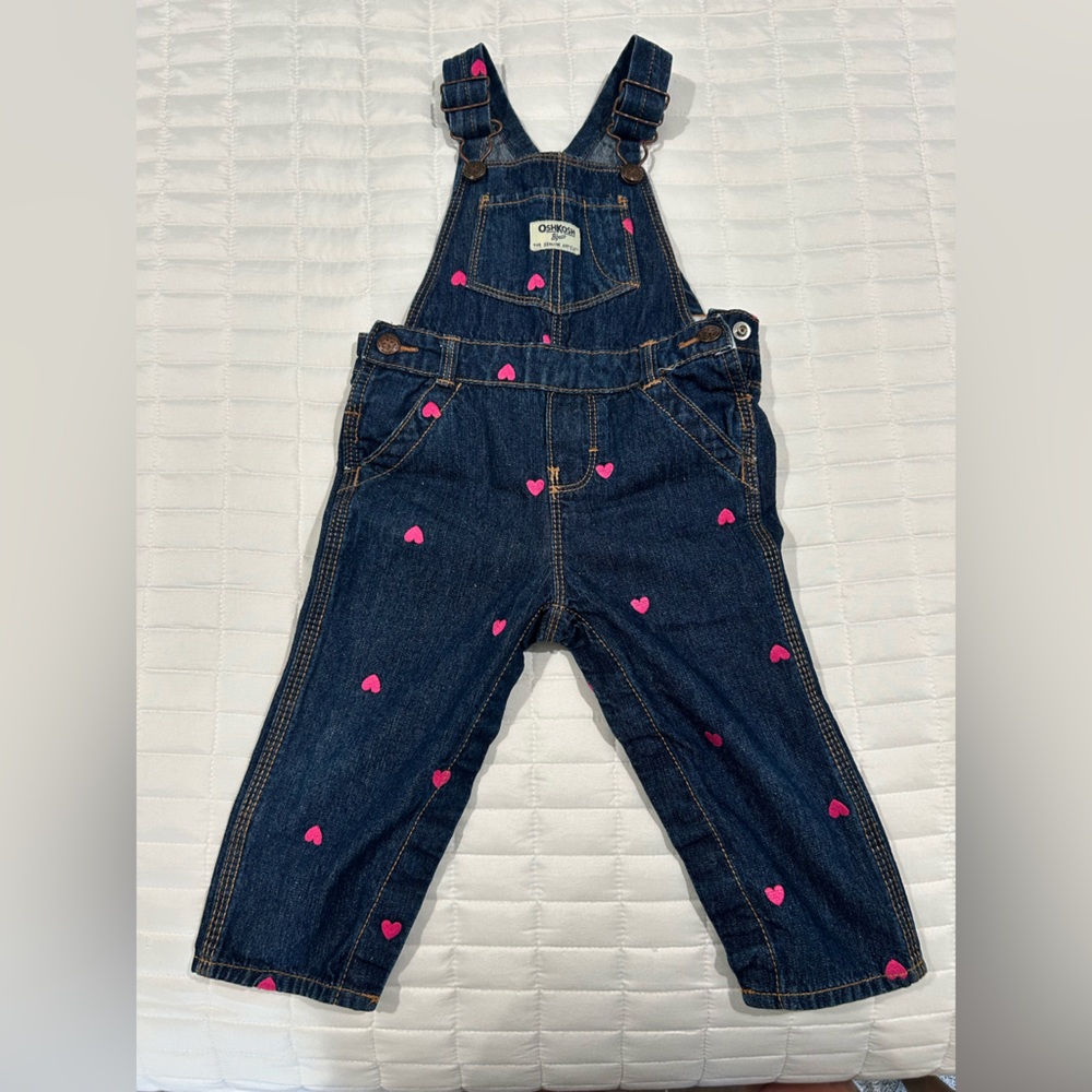 OshKosh B'gosh Denim Overalls with Pink Heart Details